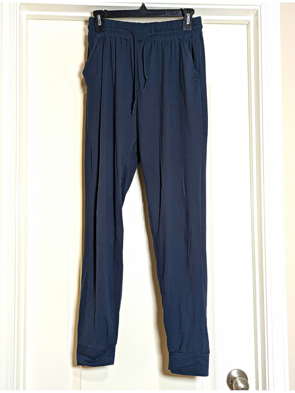women's grey Jogger Pants L Knit Elastic Waist Drawstring Stretch Pockets
